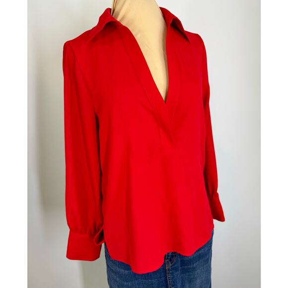 Zara women's red polyester woven shirt,   NWT size XS - Picture 2 of 7
